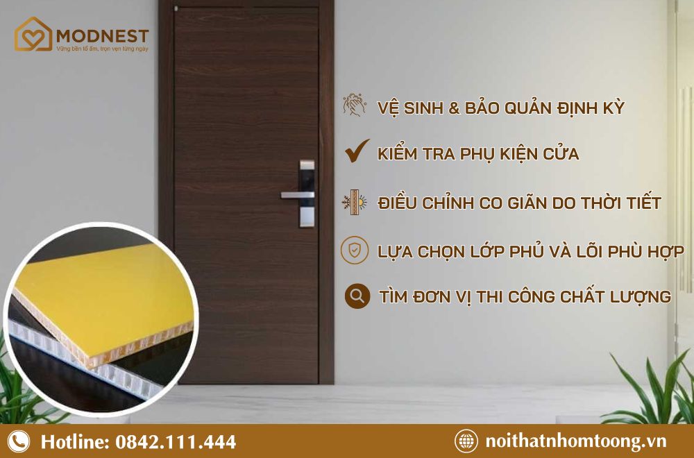 Lưu ý khi sử dụng cửa nhôm tấm tổ ong